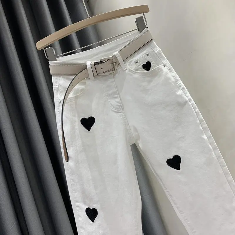 2025 Embroidered Jeans Pants Women's High Waist Slim Hot Drilling Pencil Pants Ladies Casual Elegant Denim Pants Trousers Female