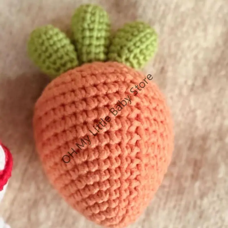 Baby Knit Mushrooms carrots Photo Props Soft Comfortable Crochet Toys for Newborns Knit Pumpkin Shape Baby Posing Accessory
