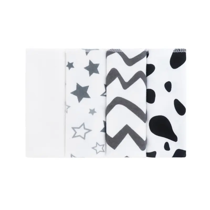 4Pcs Cartoon Print Washcloth Infant Wash Hand Face Wipes Baby Cotton Square Towels Handkerchief Muslin Cloth Feeding Bib