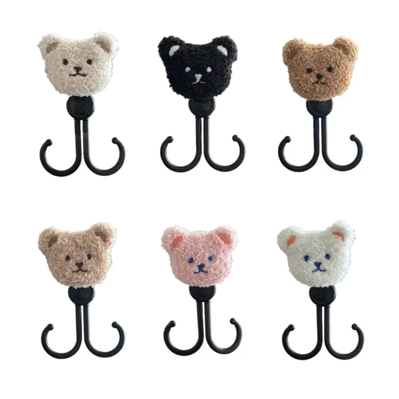 Baby Stroller Double Hook Cartoon Bear Baby Stroller Hanger Cart Hook and Loop Fastener Stroller Accessories