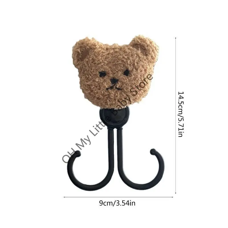 Baby Stroller Double Hook Cartoon Bear Baby Stroller Hanger Cart Hook and Loop Fastener Stroller Accessories