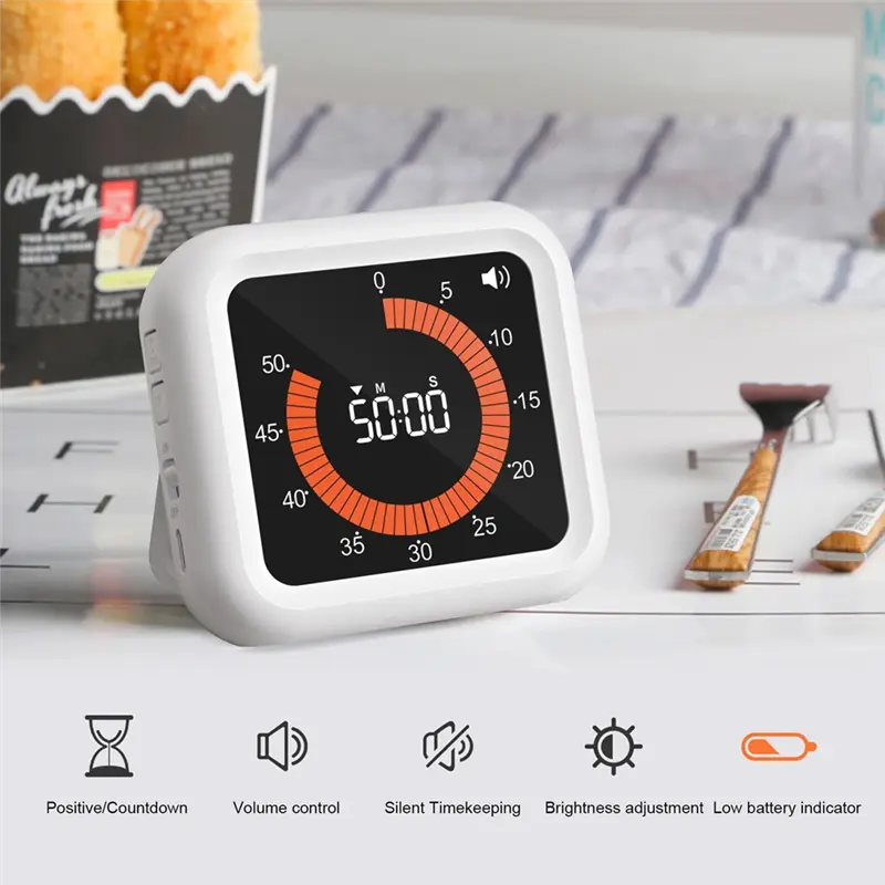HGHO LCD Digital Kitchen Timer High Brightness Countdown Clock With 4 Alert Modes For Cooking, Baking Studying And Sports-B Dura