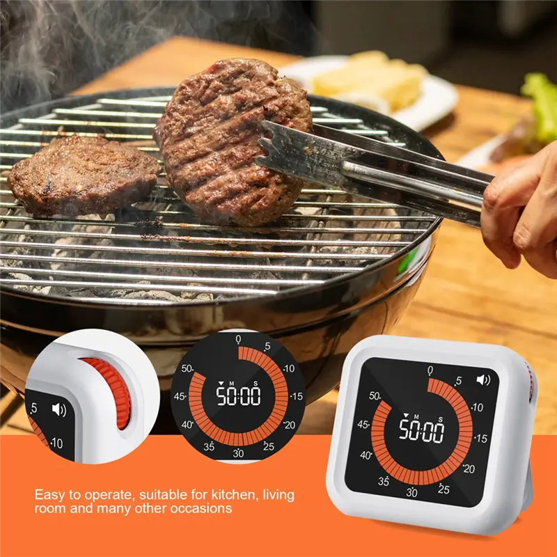 HGHO LCD Digital Kitchen Timer High Brightness Countdown Clock With 4 Alert Modes For Cooking, Baking Studying And Sports-B Dura