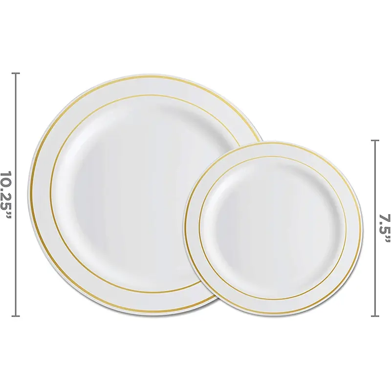 Gold Plastic Plates - 25 Dinner Plates And 25 Salad Plates Party Plastic Plates Disposable Plates For Party