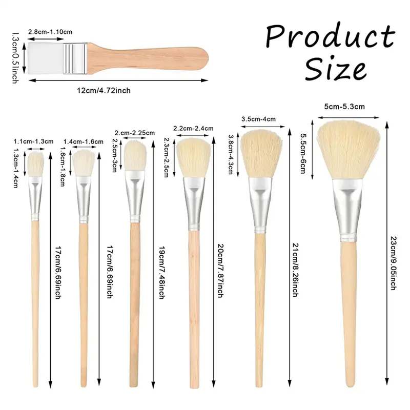 HGHO Acrylic Painting Mop Brushes, 7 Pieces Various Sizes Acrylic Painting Mixing Brushes For Acrylic Watercolor Oil Art Durable
