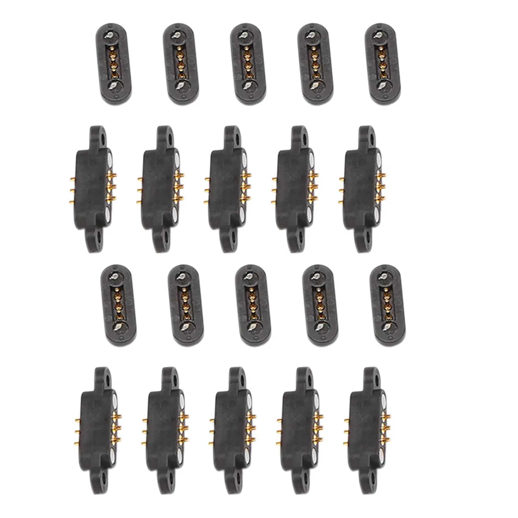 HGHO 10 Pairs Spring Loaded Magnetic Pogo Pin Connector 3 Positions Magnets Pitch 2.3MM Through Holes Male Female Probe