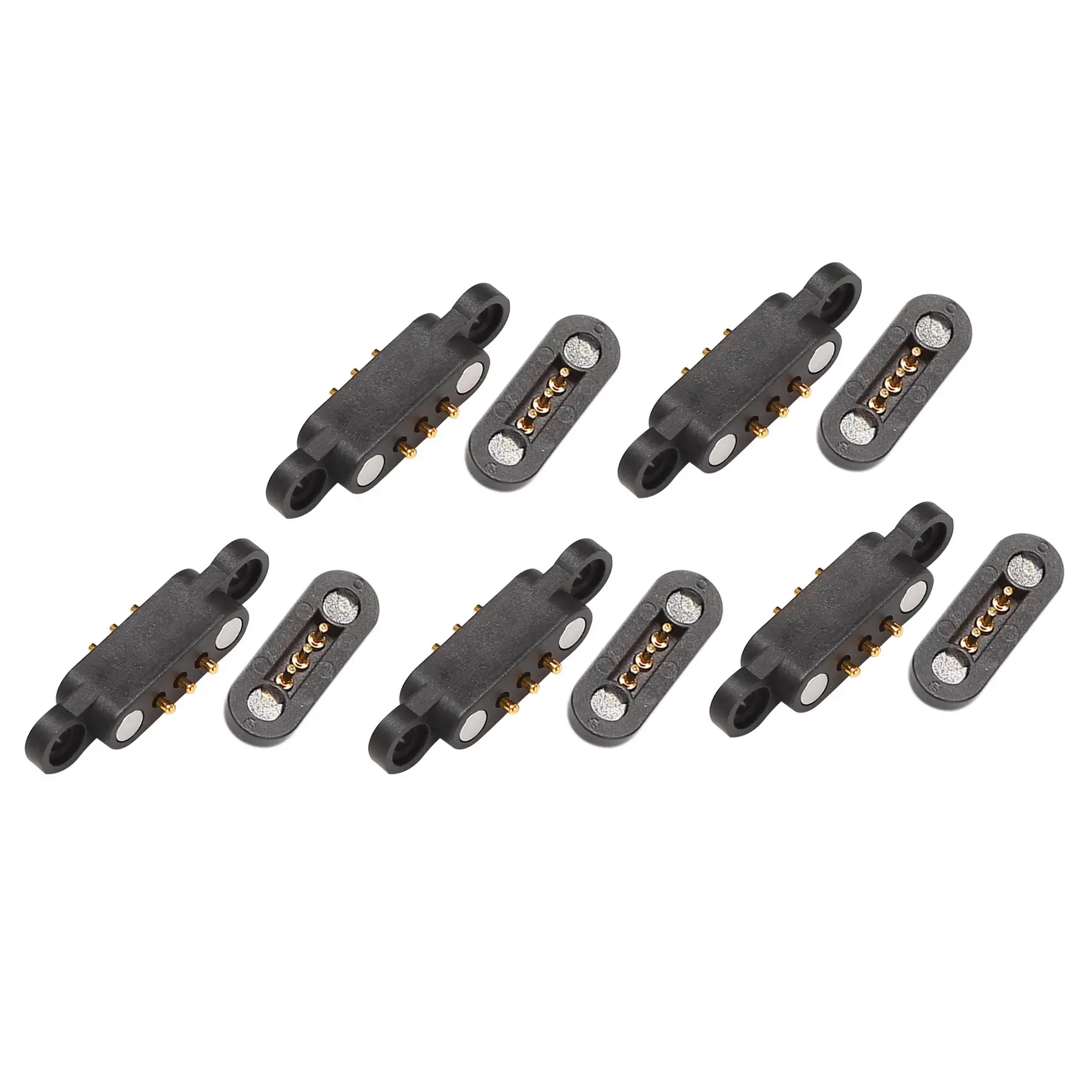HGHO 10 Pairs Spring Loaded Magnetic Pogo Pin Connector 3 Positions Magnets Pitch 2.3MM Through Holes Male Female Probe