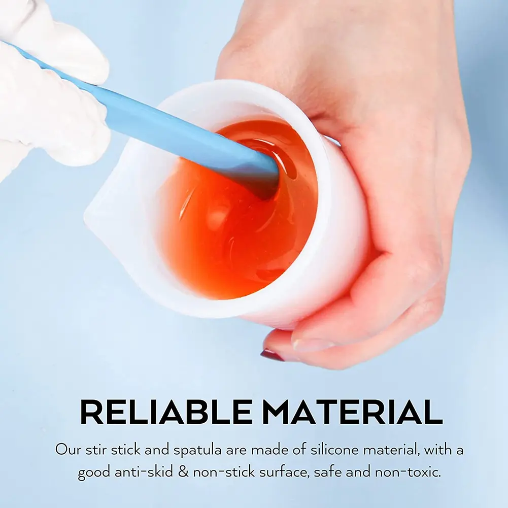 HGHO Silicone Measuring Cups Kit With Silicone Popsicle Stir Stick, Pipettes, Finger Cots For Epoxy Resin Mixing, Molds