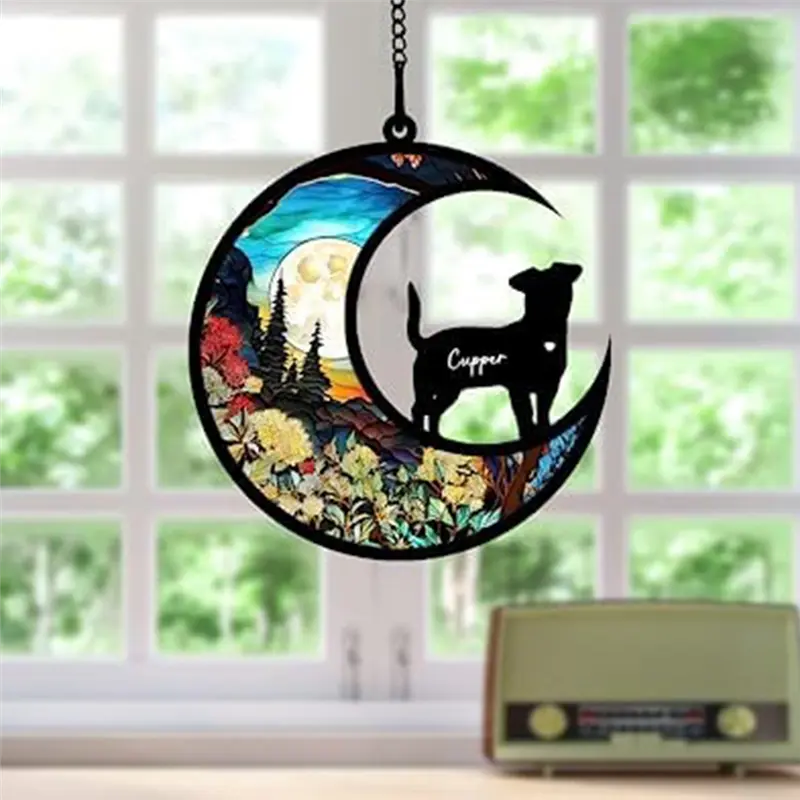 HGHO Cat Memorial Suncatcher, Personalized With Name Date Cat Breeds Suncatcher, Pet Loss Suncatcher, Stained Acrylic Light Dura