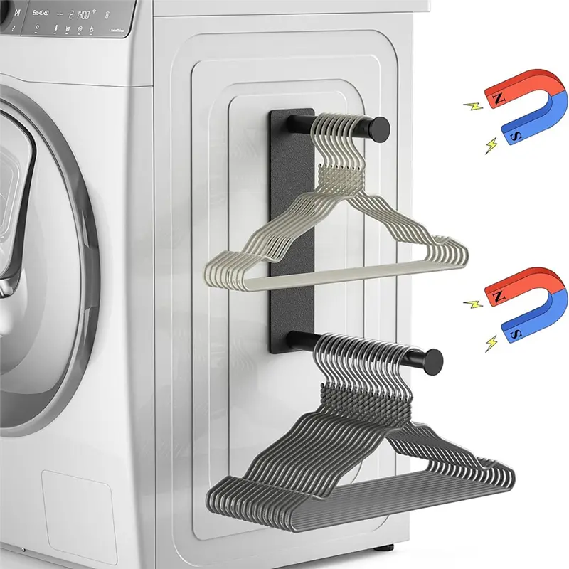 HGHO Hanger Organizer Stacker, Magnetic Hanger Holder, Extendable Hanger Storage Rack For Washing Machine Closet Laundry Room
