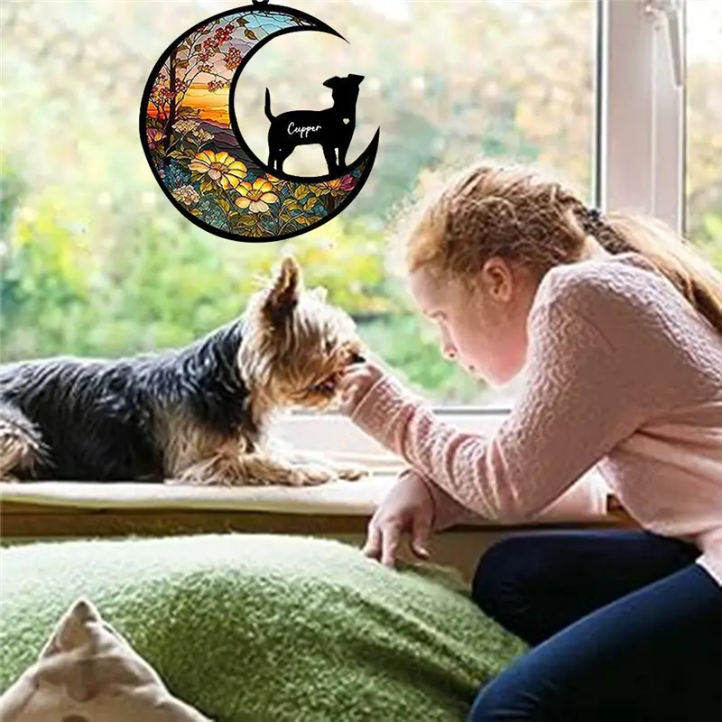 HGHO Cat Memorial Suncatcher, Personalized With Name Date Cat Breeds Suncatcher, Pet Loss Suncatcher, Stained Acrylic Light Dura