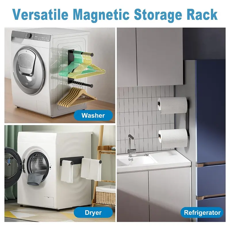 HGHO Hanger Organizer Stacker, Magnetic Hanger Holder, Extendable Hanger Storage Rack For Washing Machine Closet Laundry Room