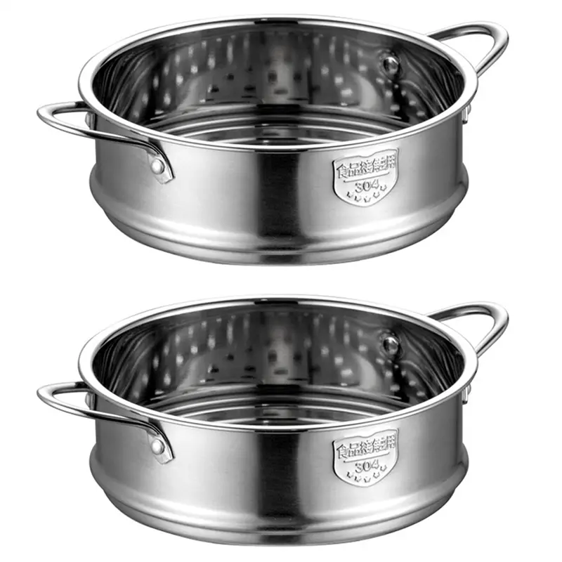 HGHO 2Pcs 18Cm Thickening Food Steam Rack Stainless Steel Steamer With Double Ear For Soup Pot Milk Pot Kitchen Tools