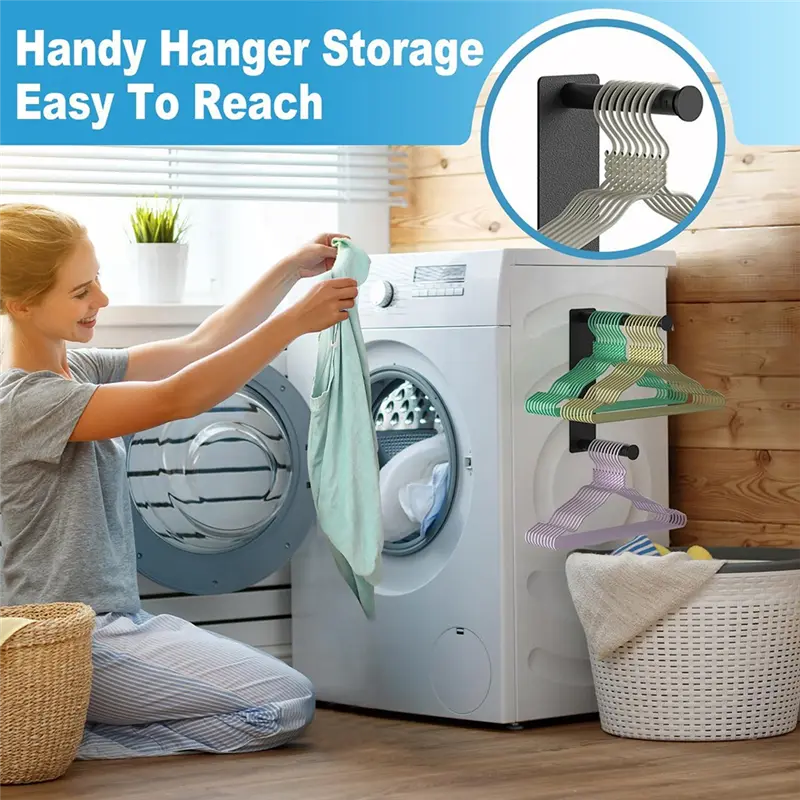 HGHO Hanger Organizer Stacker, Magnetic Hanger Holder, Extendable Hanger Storage Rack For Washing Machine Closet Laundry Room