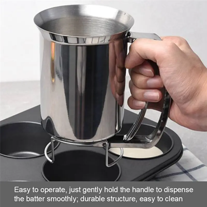 HGHO Handheld Stainless Steel Batter Dispenser Cake Cupcake Dough Dispensers Kitchen Tool Baking Flour Paste Funnel