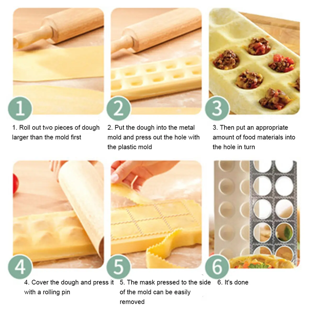 HGHO Italian Pasta Mold Ravioli Tray Plate Pin Square Edges Frame For Perfect Attachment And Shape Large Ravioli Maker