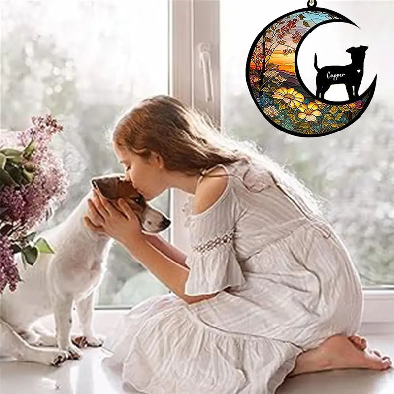 HGHO Cat Memorial Suncatcher, Personalized With Name Date Cat Breeds Suncatcher, Pet Loss Suncatcher, Stained Acrylic Light Dura