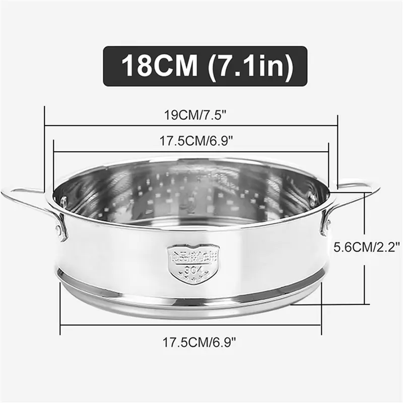 HGHO 2Pcs 18Cm Thickening Food Steam Rack Stainless Steel Steamer With Double Ear For Soup Pot Milk Pot Kitchen Tools