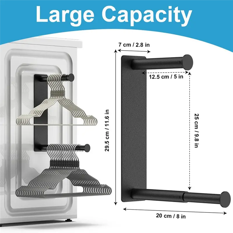 HGHO Hanger Organizer Stacker, Magnetic Hanger Holder, Extendable Hanger Storage Rack For Washing Machine Closet Laundry Room