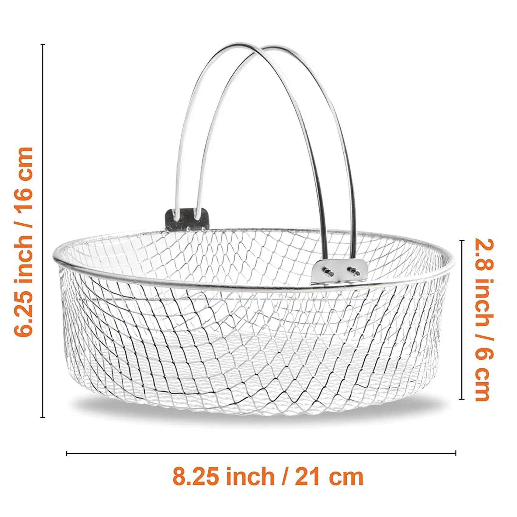 HGHO Air Fryer Basket,Steamer Basket,304 Stainless Steel Mesh Basket For Air Fryer,Air Fryer Accessory 8 Inch Basket
