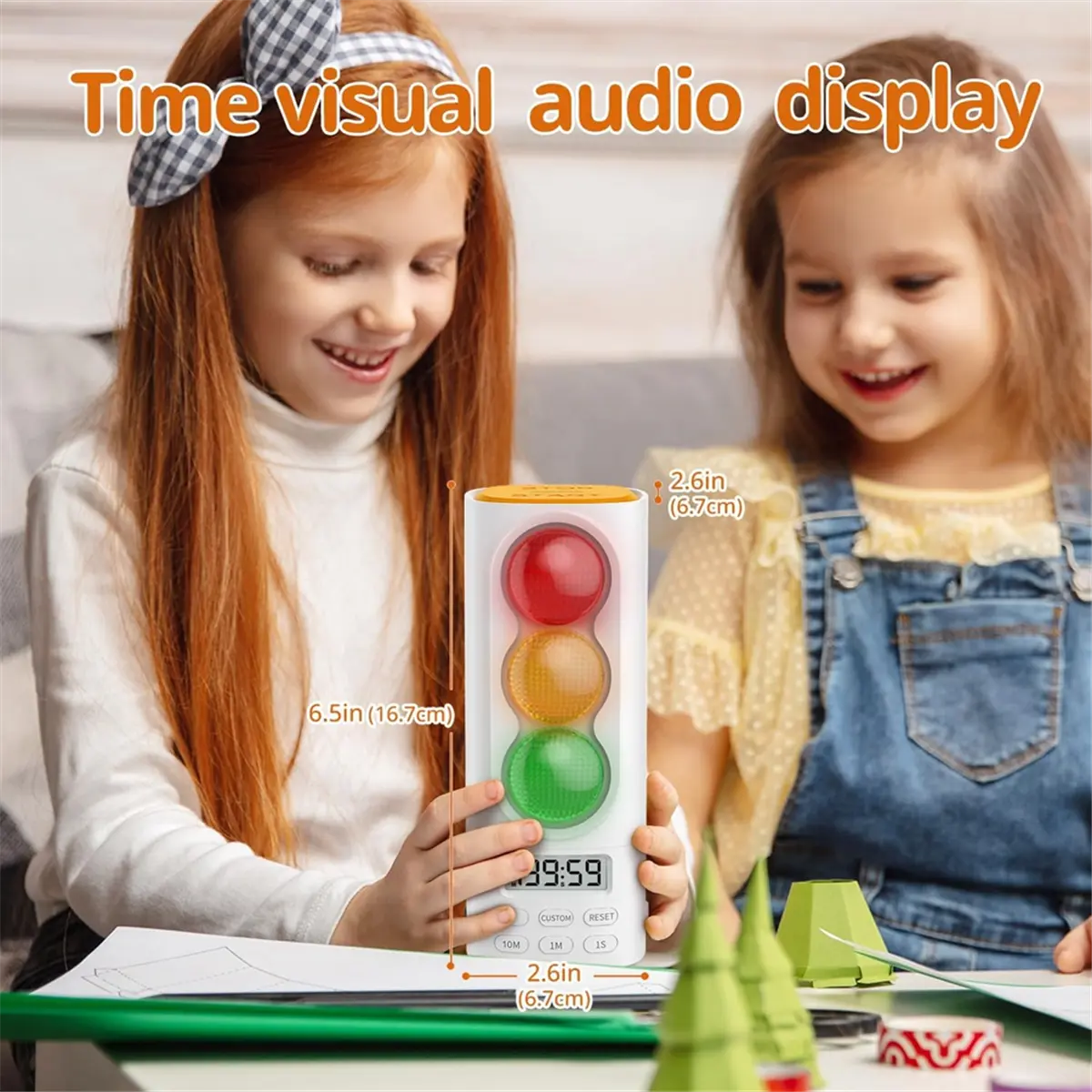 New Traffic Light Visual Audio Digital Timer, LCD Display Volume Adjustment, with 4 Ringtones for Kids Classroom Home