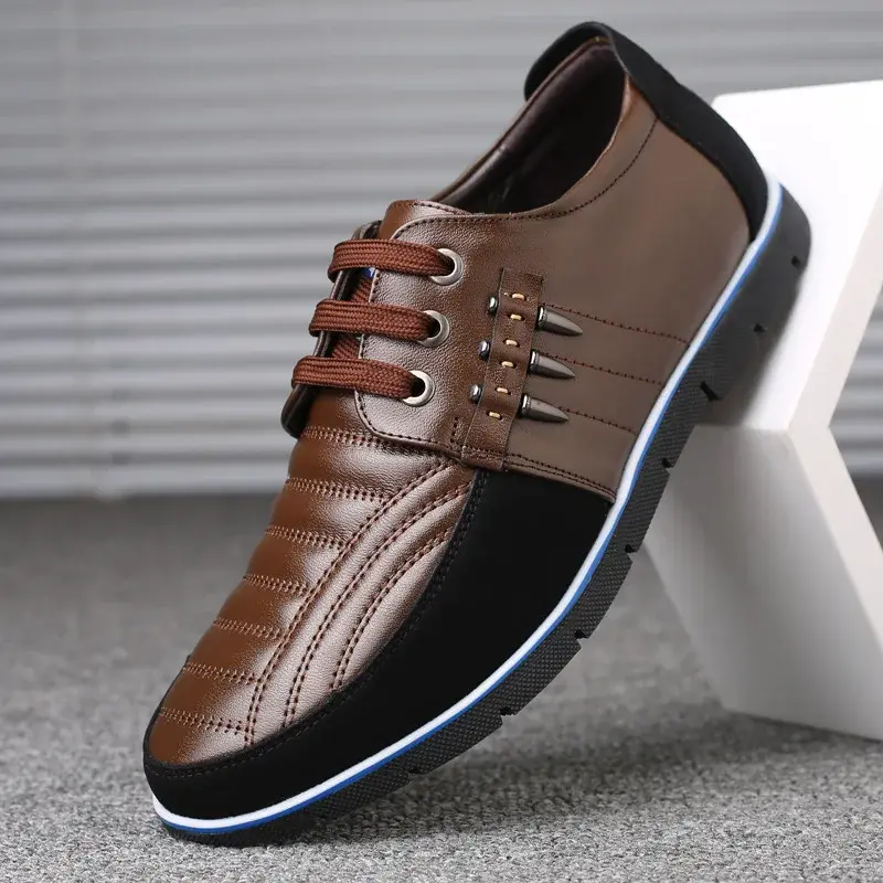Men Genuine Leather fur Shoes High Quality Elastic Band Fashion Design Solid Tenacity Comfortable Men's Shoes Big Sizes 2021 s34
