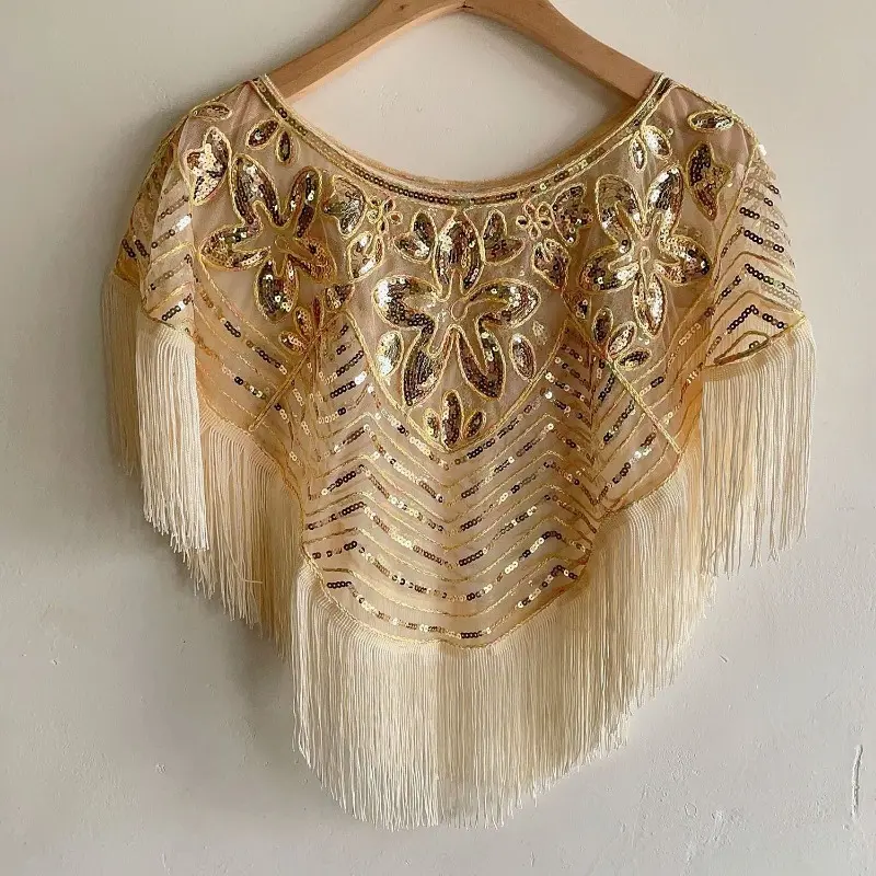 2025 Summer New Women's Sequins New Fringed Pullover Mesh Loose Versatile Tassel Sun Protection Outer Wear Chic Shawl