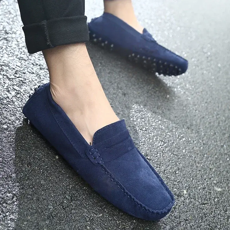 Fashion Men Shoe Handmade Suede Genuine Leather Mens Loafers Moccasins Slip On Men's Flats Male Driving Men Casual Shoes