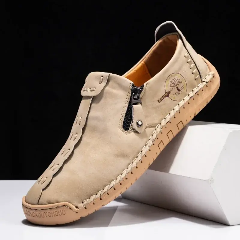 Handmade Leather Men Shoes Casual Slip on Loafers Breathable Leather Shoes Mens Flats Hot Sale Moccasins Tooling Shoes Plus Size