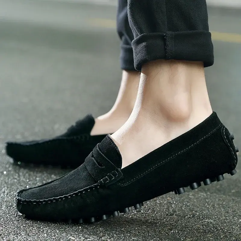 Fashion Men Shoe Handmade Suede Genuine Leather Mens Loafers Moccasins Slip On Men's Flats Male Driving Men Casual Shoes