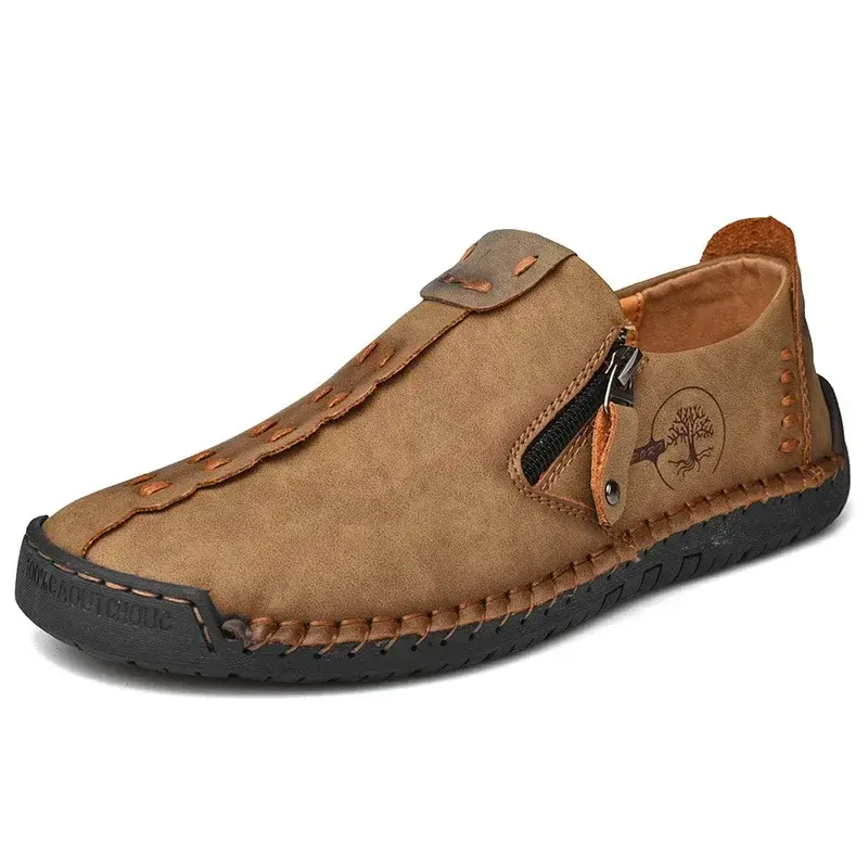 Handmade Leather Men Shoes Casual Slip on Loafers Breathable Leather Shoes Mens Flats Hot Sale Moccasins Tooling Shoes Plus Size
