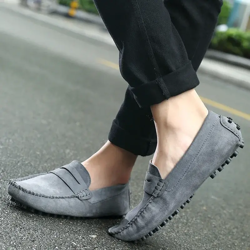 Fashion Men Shoe Handmade Suede Genuine Leather Mens Loafers Moccasins Slip On Men's Flats Male Driving Men Casual Shoes