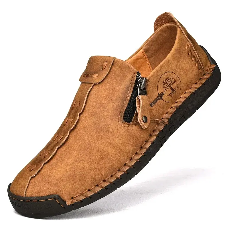 Handmade Leather Men Shoes Casual Slip on Loafers Breathable Leather Shoes Mens Flats Hot Sale Moccasins Tooling Shoes Plus Size