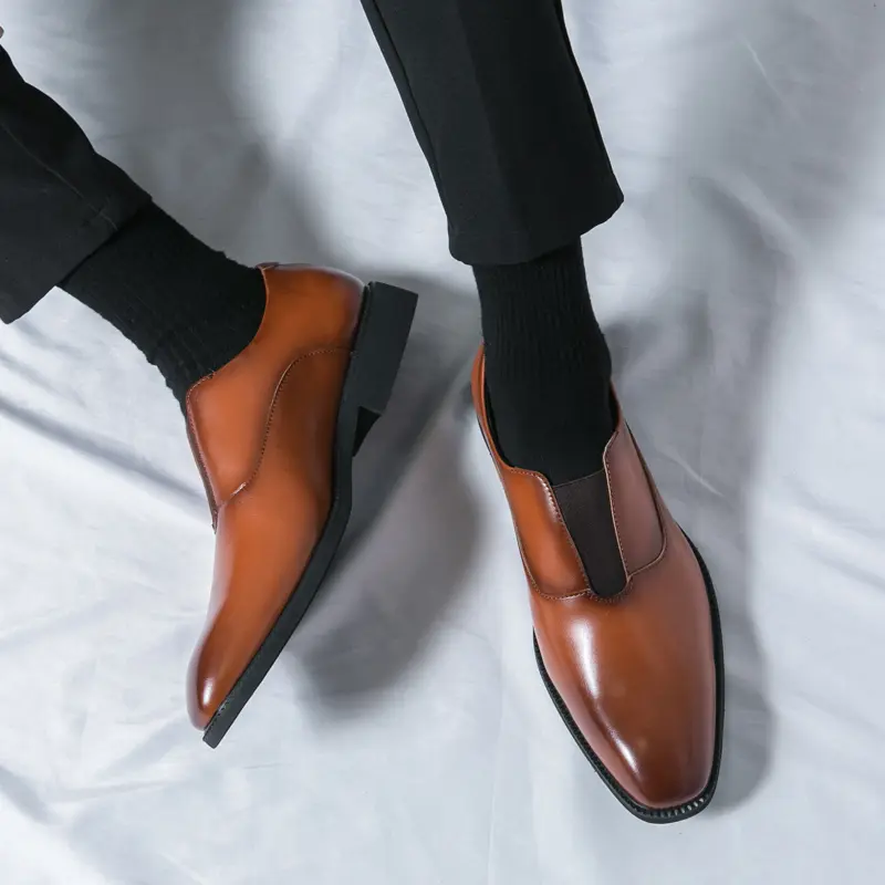 Classic Brand Men's Leather Casual Shoes Soft Soles Comfortable Loafers Trendy Men's Business Work Shoes  High-end Versatile