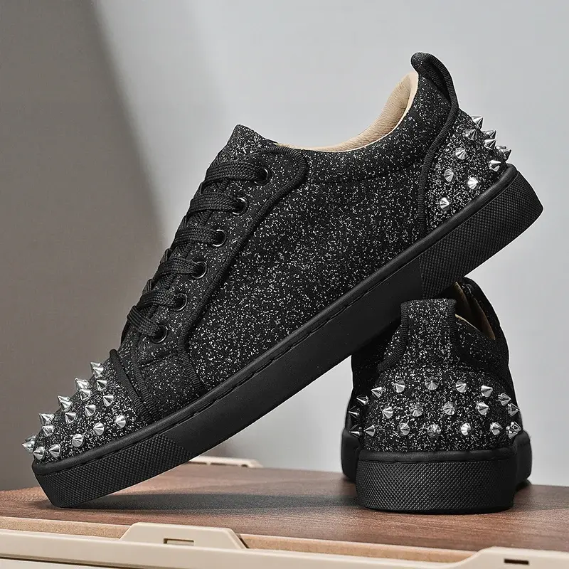Punk Style Motorcycle Casual Shoes Handmade Street Men Sneakers Lace Up Outdoor Skateboard Footwear Male Tenis Shoe Walking Shoe