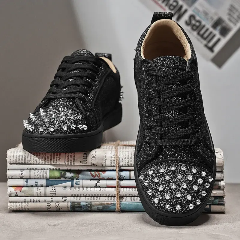 Punk Style Motorcycle Casual Shoes Handmade Street Men Sneakers Lace Up Outdoor Skateboard Footwear Male Tenis Shoe Walking Shoe
