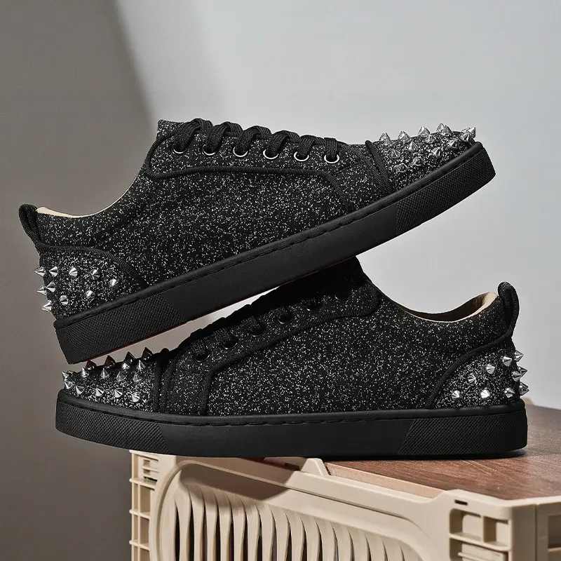 Punk Style Motorcycle Casual Shoes Handmade Street Men Sneakers Lace Up Outdoor Skateboard Footwear Male Tenis Shoe Walking Shoe