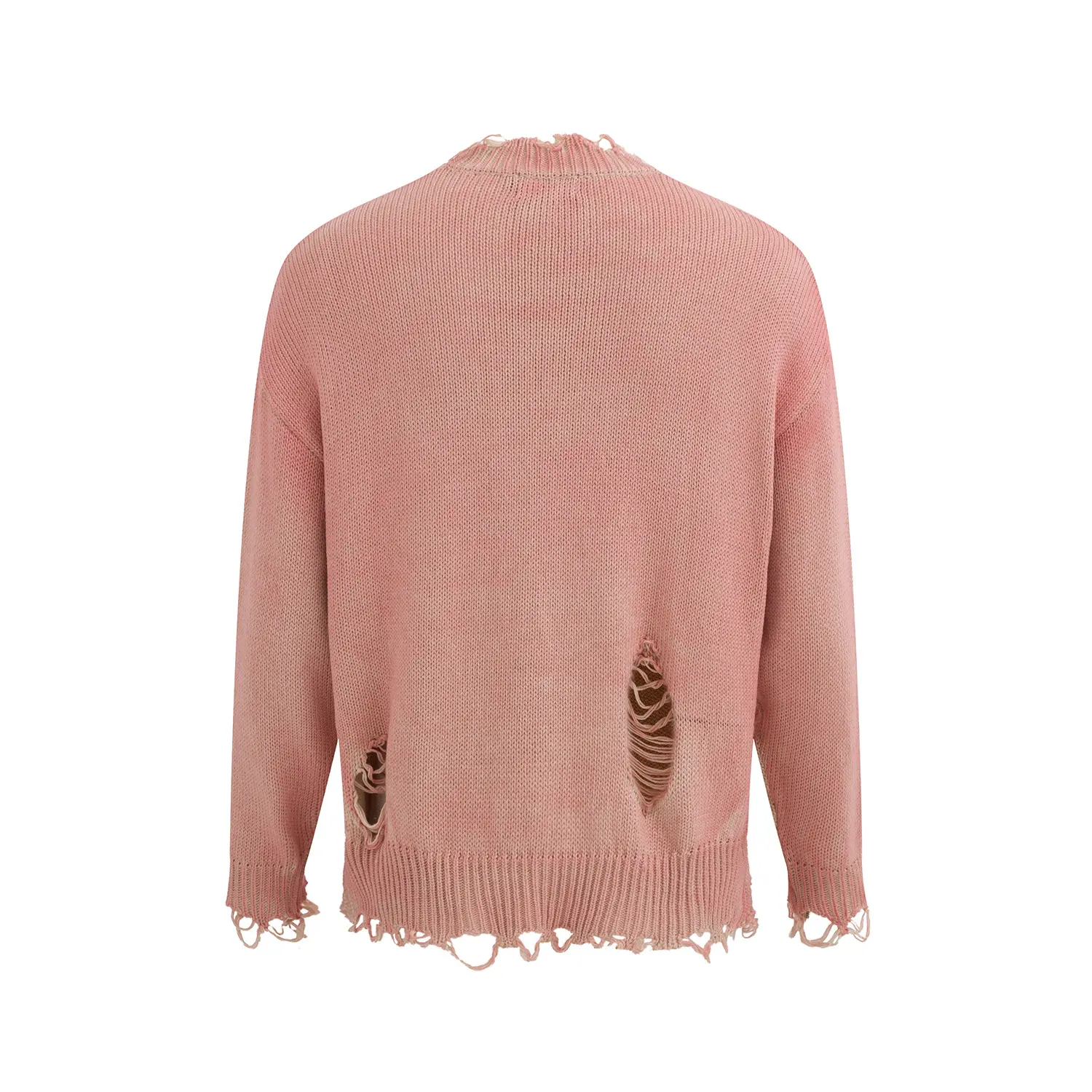 ABOORUN Men's Hi Street Broken Hole Sweaters Oversized Pullover Knitwear for Male