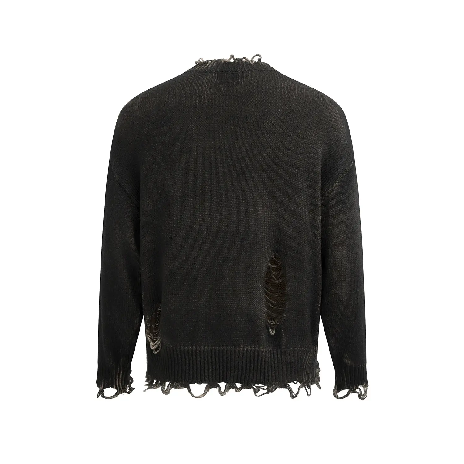 ABOORUN Men's Hi Street Broken Hole Sweaters Oversized Pullover Knitwear for Male