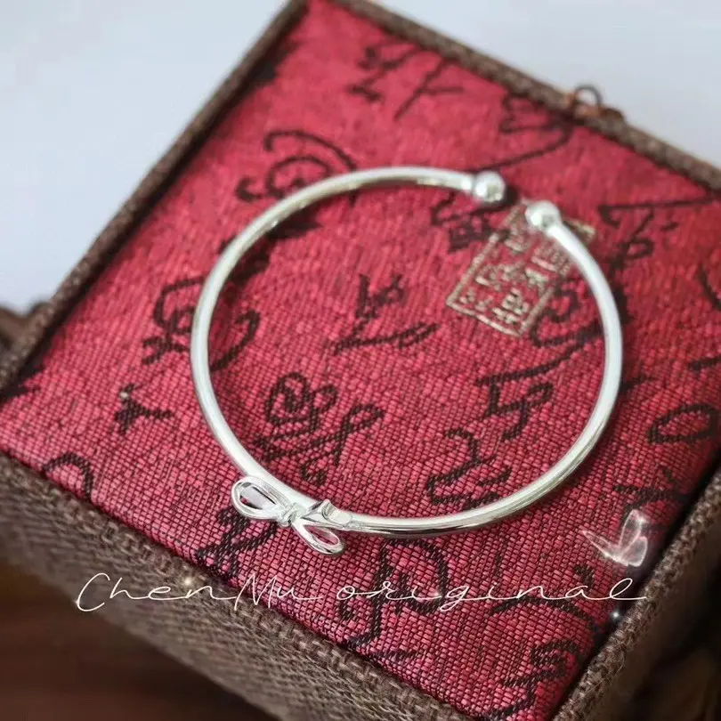 Fashion Open Bracelets Bangles for Women Trendy Silver Color Bow Knot Charms Bangle Wedding Party Elegant Jewelry Girls Gift
