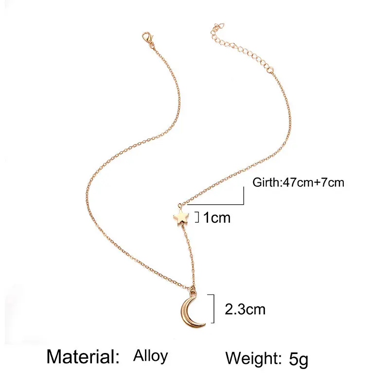 Romantic Moon Stars Pendant Women Clavicle Necklace Charming Temperament  Jewelry For Women Girlfriend Valentine's Day Gift