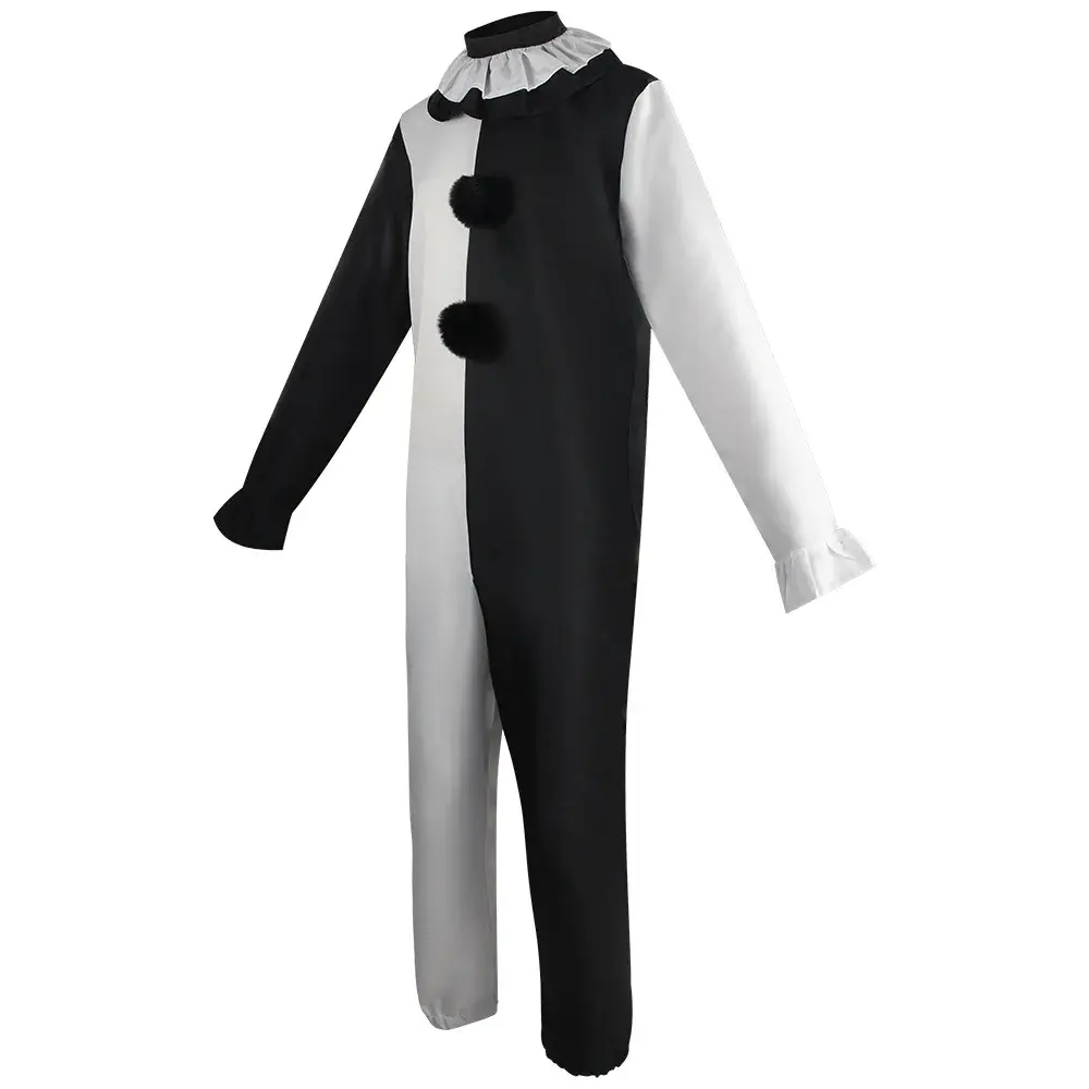 Men Women Terrifier 3 Cosplay Costume Horror Carnival Party Black White Killer Clowns Jumpsuit Dress Halloween Joker Roleplay