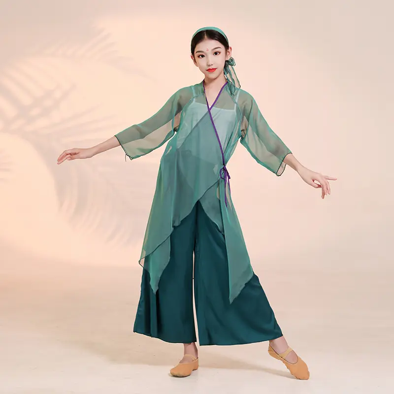 Children's classical dance costumes,Chinese dance performance costumes, girls' green snake dance, ethnic dance practice costumes