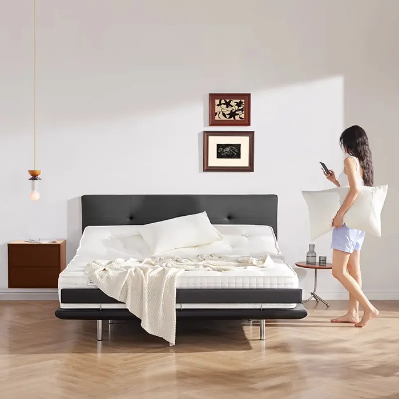 Electric Lift Up Double Bed Modern Luxury Design Multifunctional Adults Loft Bed Space Saving Letto Matrimoniale Home Furniture