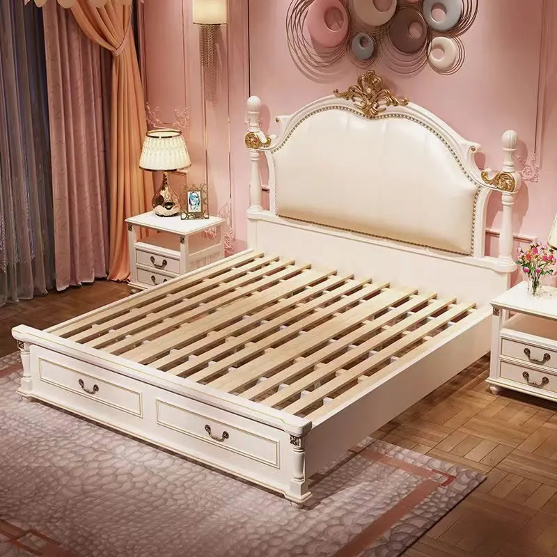 Design Princess Girls Double Bed Kids Modern Uxury Space Saving Double Bed Children Loft Camas De Dormitorio Bedroom Furniture
