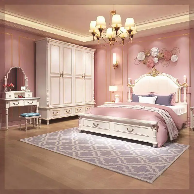 Design Princess Girls Double Bed Kids Modern Uxury Space Saving Double Bed Children Loft Camas De Dormitorio Bedroom Furniture