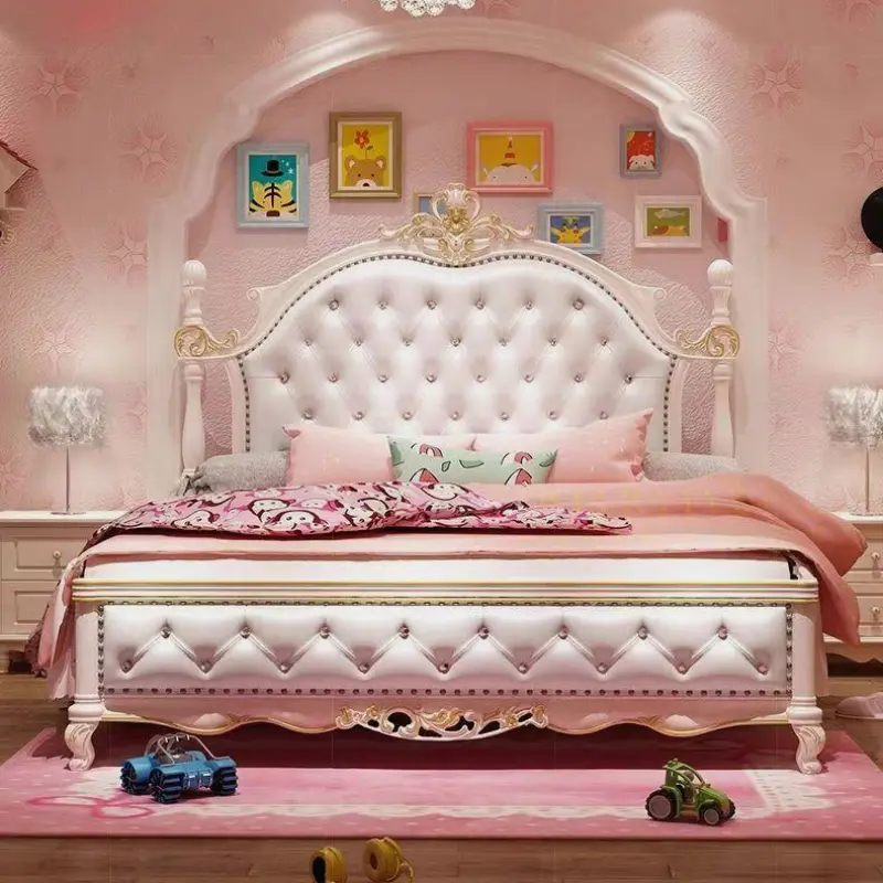 Design Princess Girls Double Bed Kids Modern Uxury Space Saving Double Bed Children Loft Camas De Dormitorio Bedroom Furniture