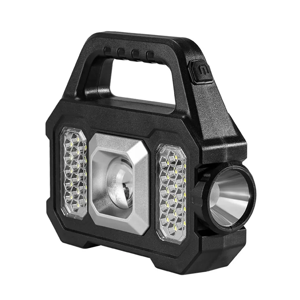 LED Portable Lamp USB Charging Solar Work Spotlight Lamp Multifunctional Power Display With Side Light for Mountaineering Hiking