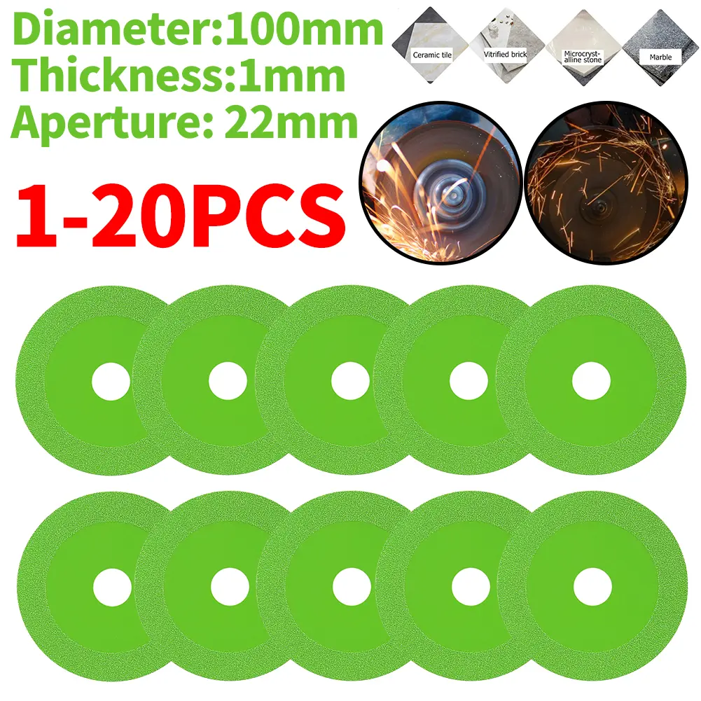 1-20PCS 100mm Glass Cutting Disc Diamond Marble Saw Blade Ceramic Tile Jade Polishing Cutting Tool Sharp Brazing Bottle Grinding