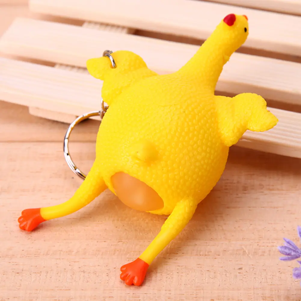 PVC Chicken Laying Egg Key Buckle Portable Vent Chicken Toy Lightweight Elastic Soft Decompression for Children Holiday Gift